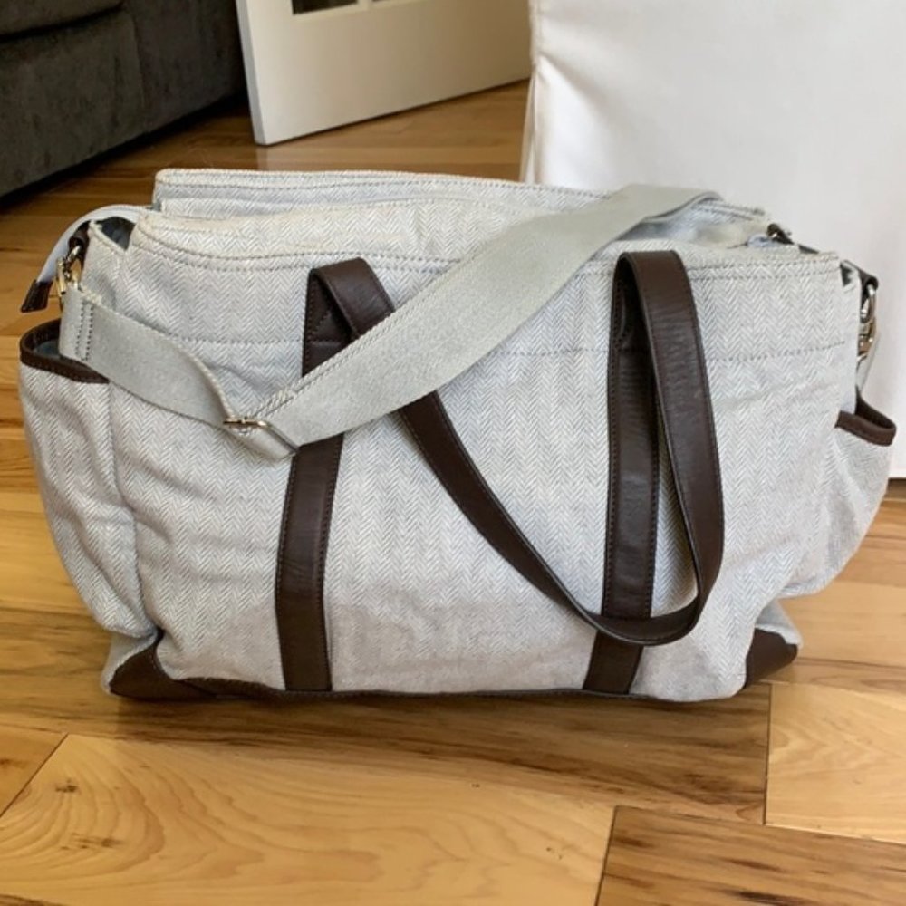 Pottery Barn Kids Gray Ikat Classic Diaper Bag